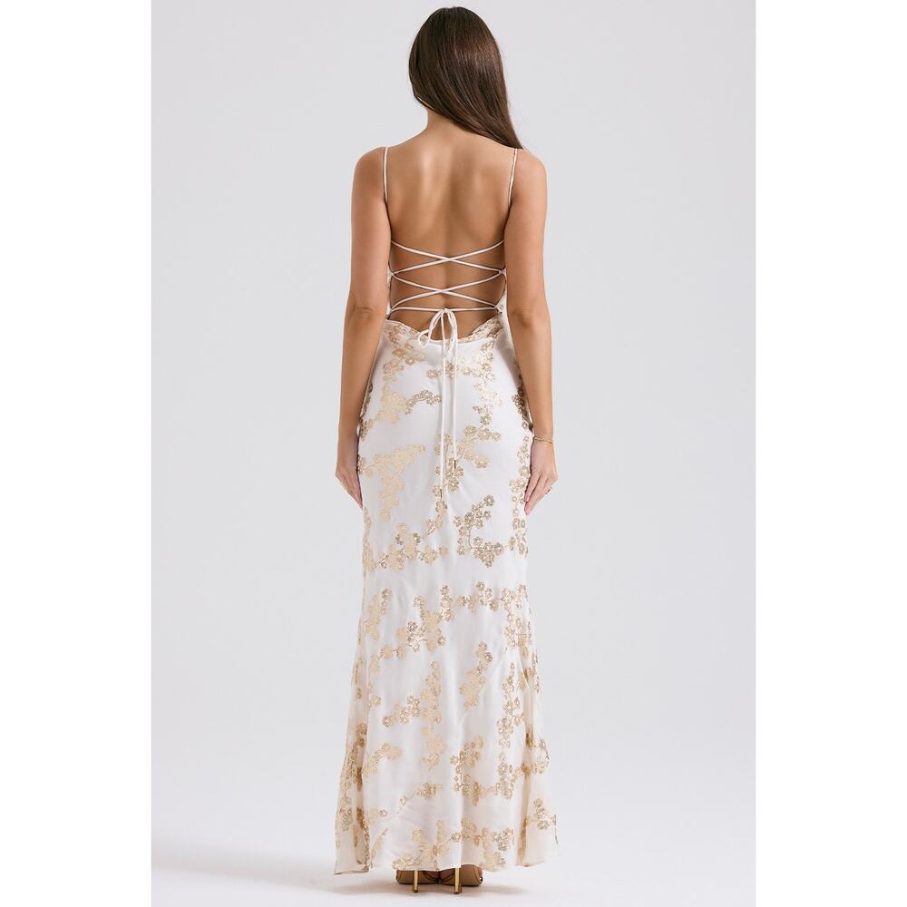 House of CB Capriana white & gold jacquard satin gown - Picture 3 of 3